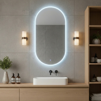 Мансарда с LED- подсветкой сенсорное, овальное, 50х100 см 10053-Zm1 