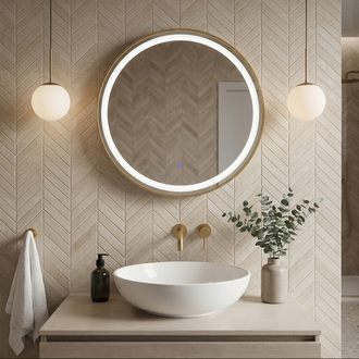 Мансарда с LED- подсветкой, сенсорное, в круглой раме из алюминия, d=60 см, золотой 6054-Zm2 