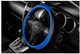   iSky Чехол на руль гладкий с цветными вставками, кожзам, размер S, син.